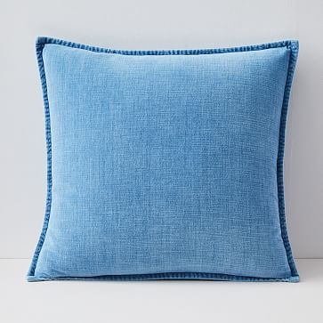 Velvet Azure Pillow Cover, Set of 2, 20"x20", Light Washed - Image 0