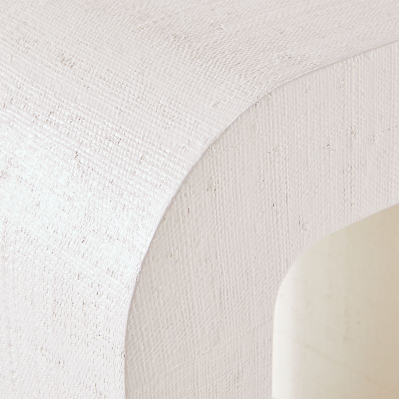 Horseshoe White Lacquered Linen Side Table - Image 5