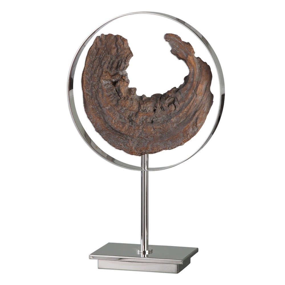 Ambler 23 1/4"H Faux Driftwood Polished Nickel Sculpture - Image 0