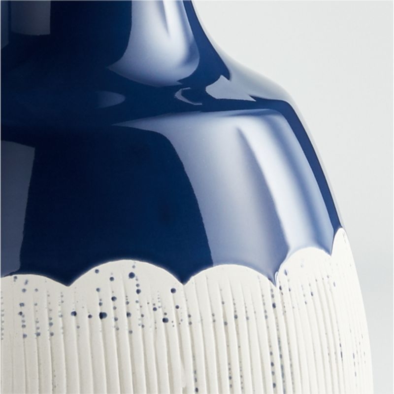 (DISCONTINUED) Nightfall Scalloped White and Blue Vase - Image 1