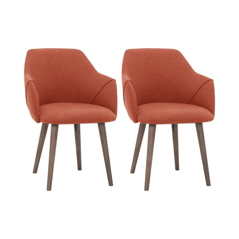 Creggan Upholstered Dining Chair Set of 2, Sunday Rusty Orange - Image 0