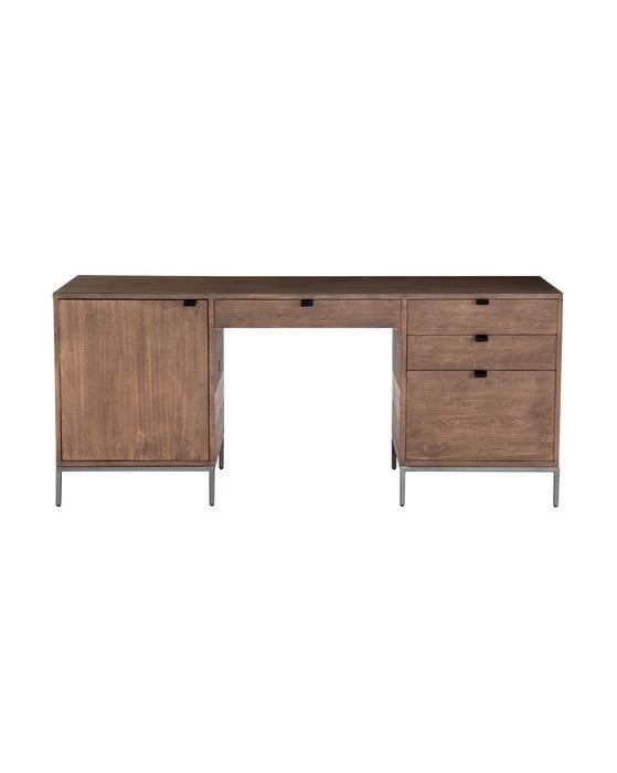Ryker Desk- Auburn 70" L Poplar & Leather - Image 0