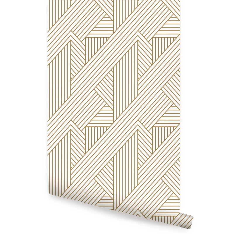 Senn Interwoven Parquet Peel and Stick Wallpaper Roll - GOLD - Image 1