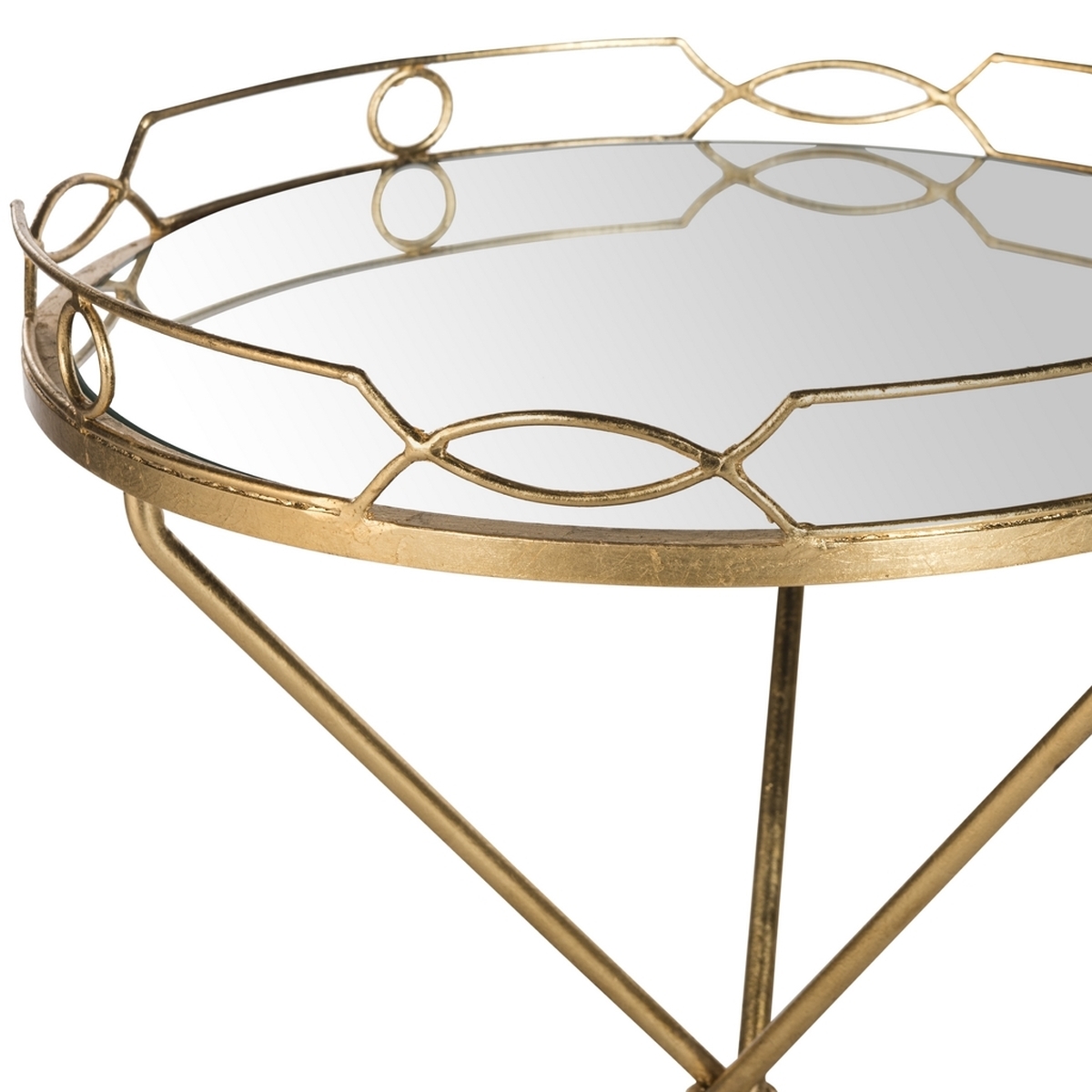 Cherris Mirror Top Round End Table - Antique Gold - Safavieh - Image 3