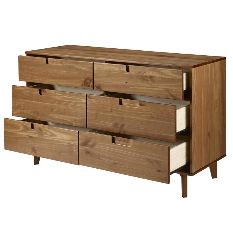 Caramel Cecille Groove 6 Drawer Double Dresser - Image 1
