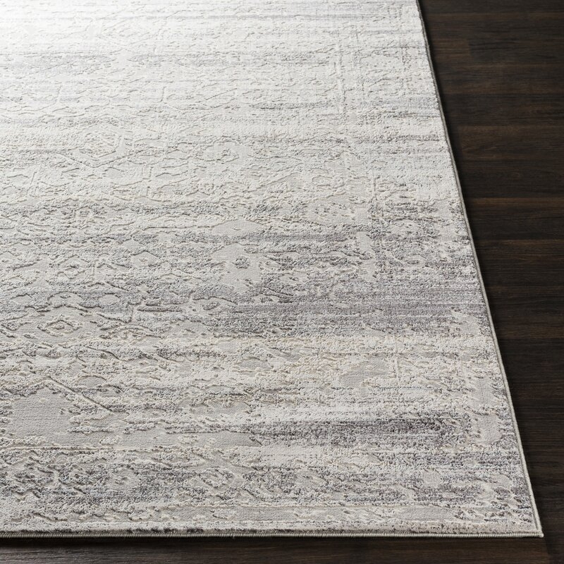 Heger Distressed Silver Gray/White Area Rug - Image 6