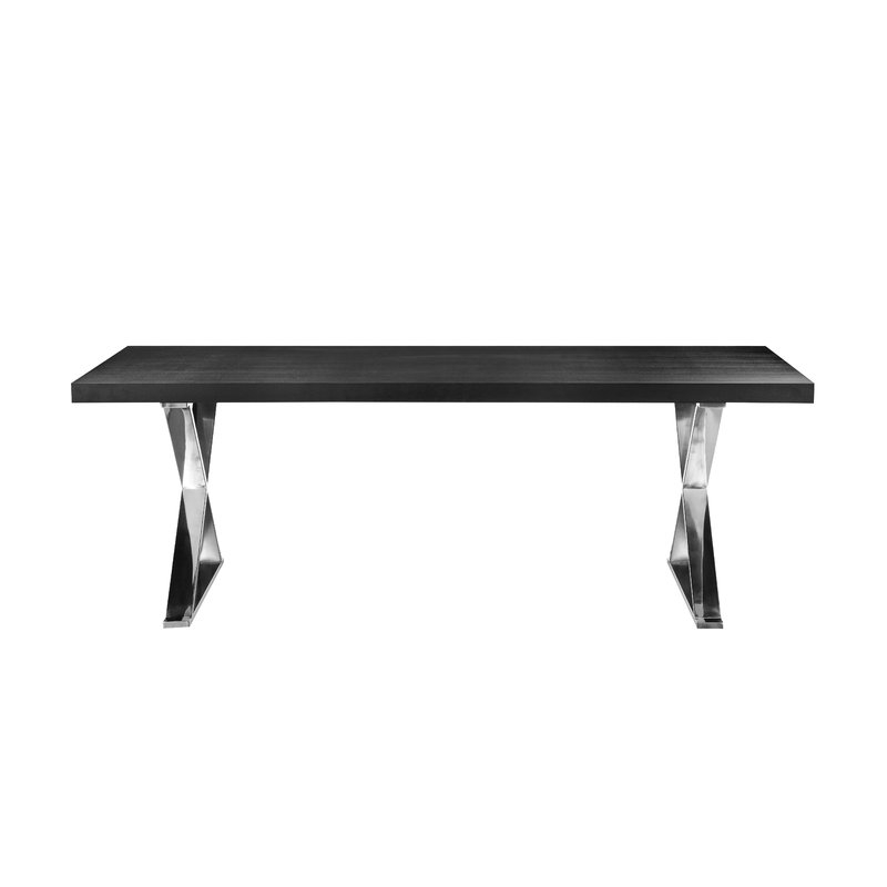 Alexa Dining Table - Black Top Silver Legs - Image 0