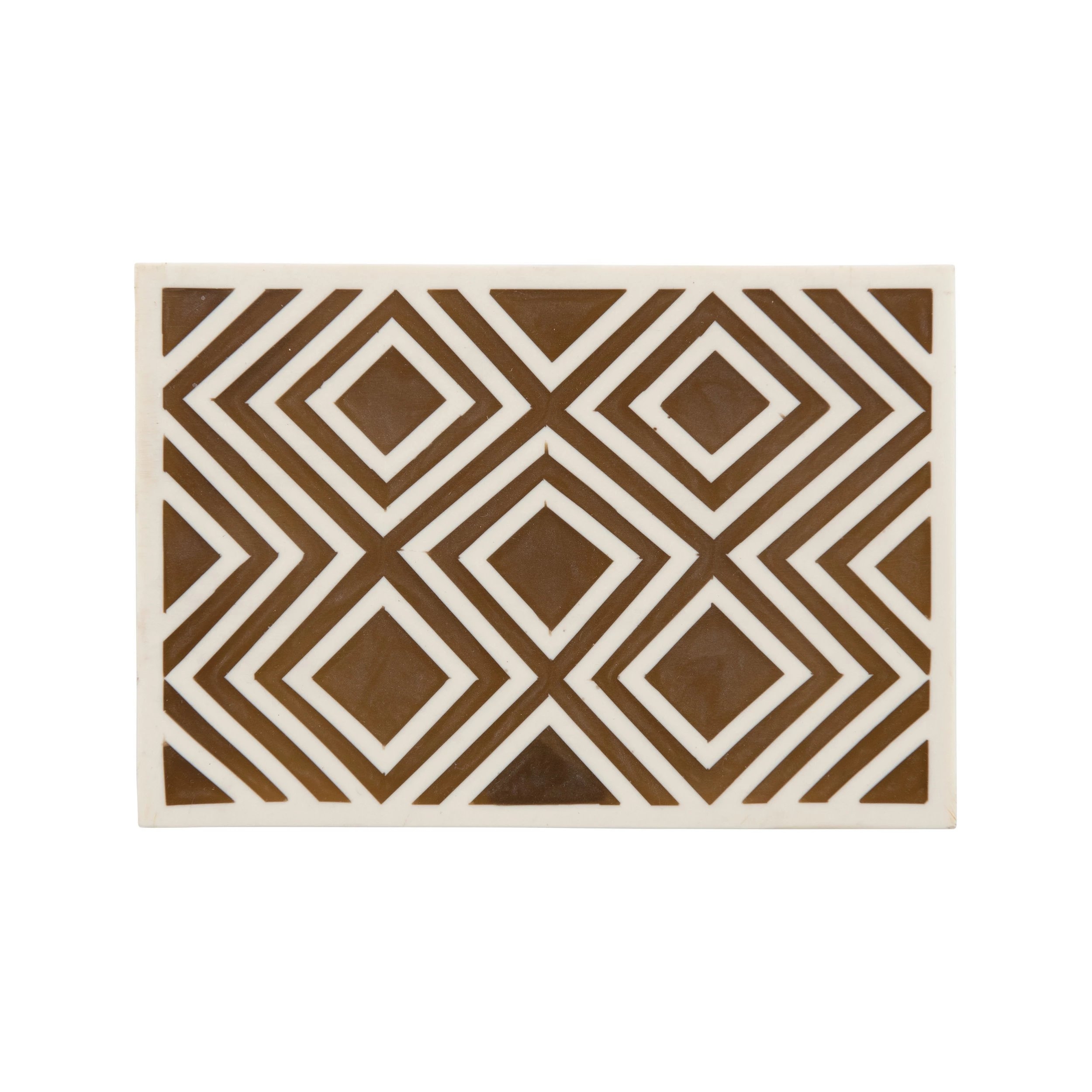 Pattern Inlay Decorative Box, Brown & Cream - Image 5