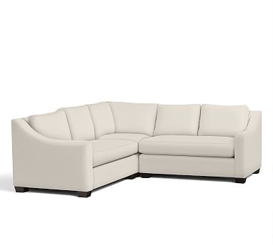 York Slope Arm Upholstered 3-Piece L-Shaped Corner Sectional, Down Blend Wrapped Cushions, Twill Cream - Image 3
