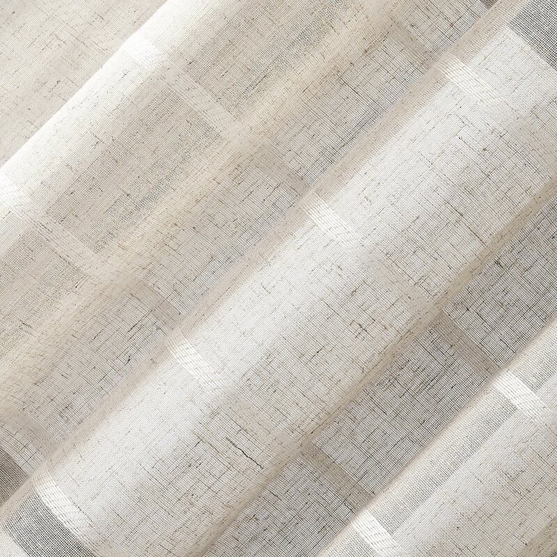 Twill Anti-Dust Striped Semi-Sheer Rod Pocket Single Curtain Panel - Image 1