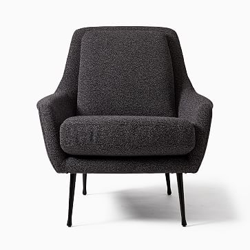 Lottie Chair Poly Black/White Luxe Boucle Dark Pewter - Image 2