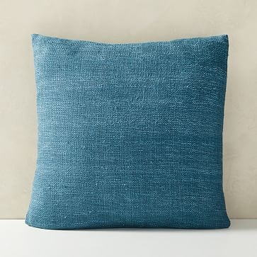 Silk Handloomed Pillow with down, 20"x20", Shadow Blue - Image 0