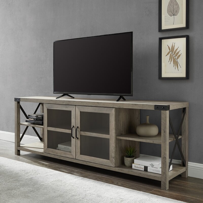 Gracie Oaks Rowland TV Stand for TVs up to 78" in Grey Wash - Image 0
