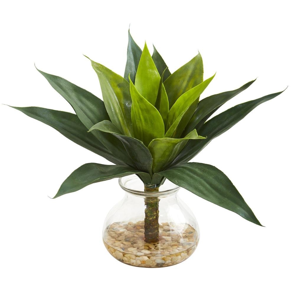 12" Agave Succulent Artificial Plant in Glass Vase - Image 0