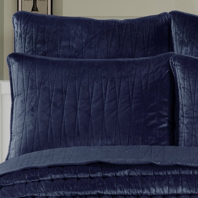 Premium Velvet Pillow Shams- King Size, Navy - Image 0