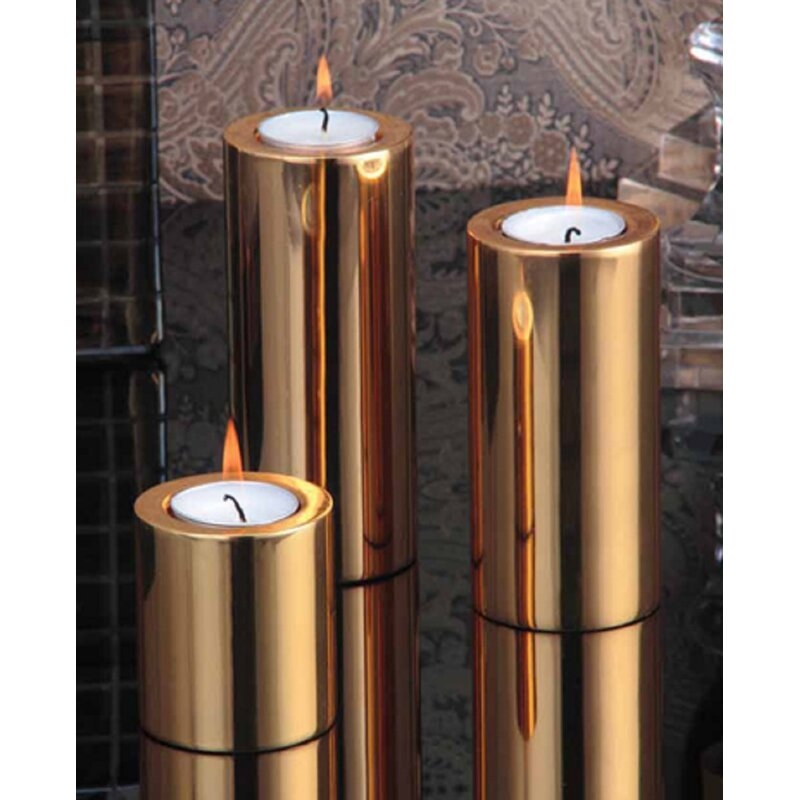 3 Piece Stainless Steel Tabletop Tealight Holder Set - Image 0