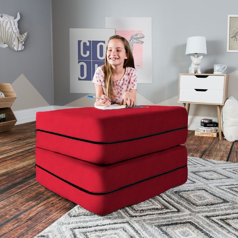 Goldie Big Kids Sleeper and Ottoman - Cherry Red - Image 2