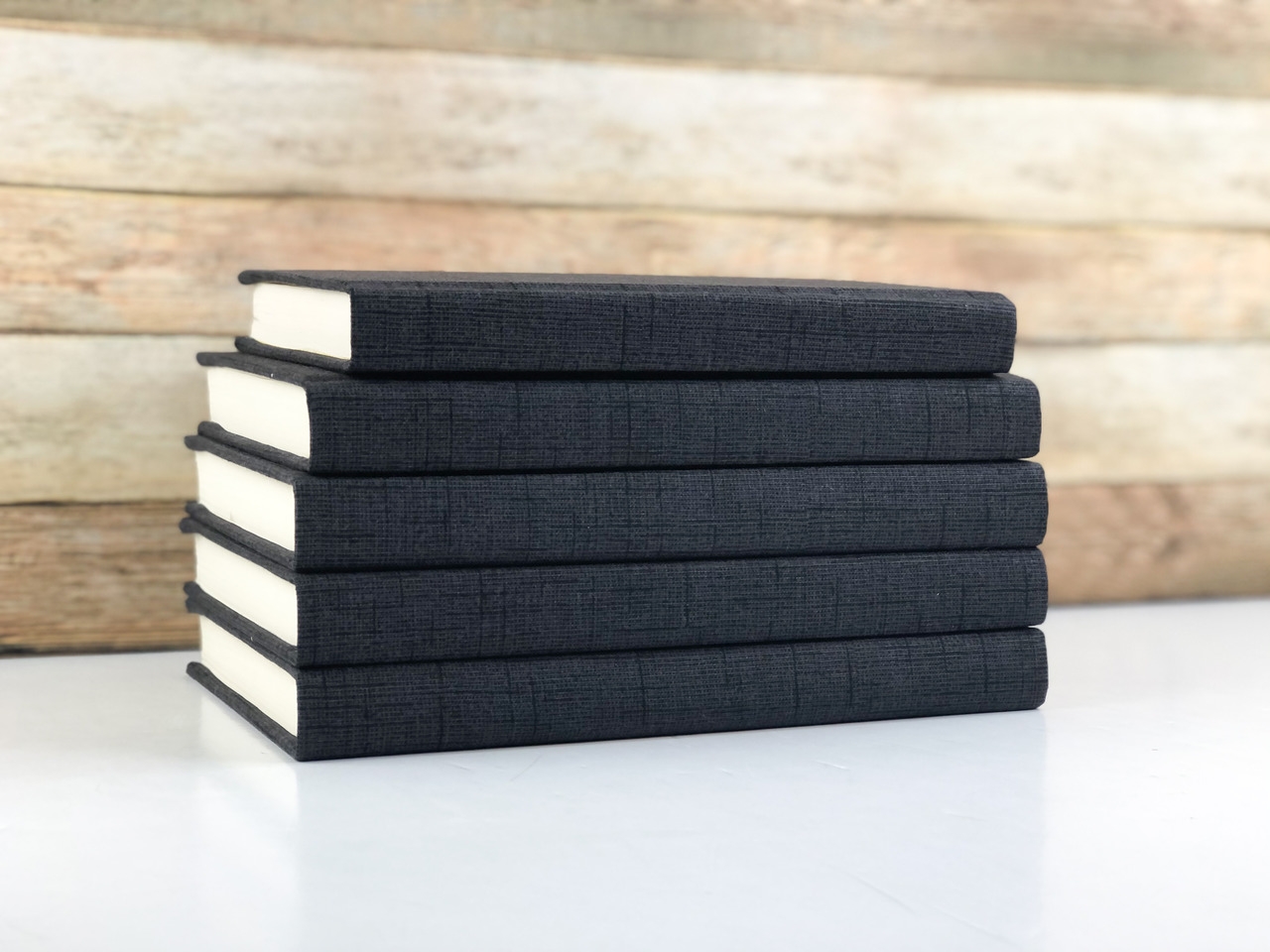 Decorative Books, Textured Black, Set of 5 - Image 1