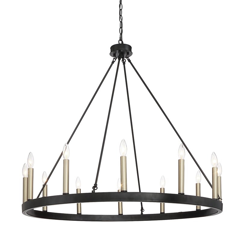 Adreanna 12 - Light Candle Style Wagon Wheel Chandelier - Image 0