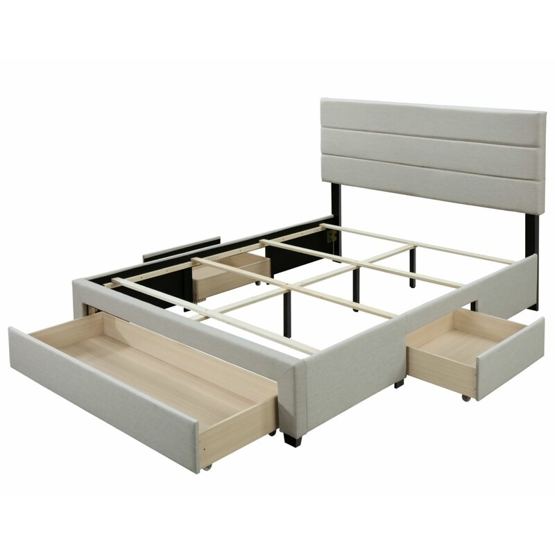 Desoto Upholstered Storage Standard Bed - Beige - King - Image 3
