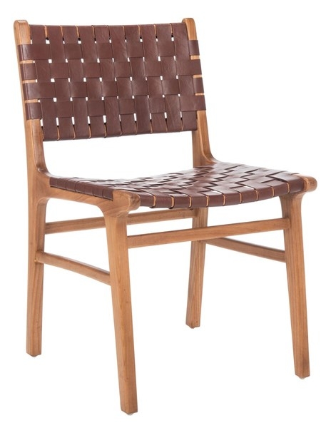Taika Woven Leather Dining Chair (Set of 2) - Cognac/Natural - Arlo Home - Image 3