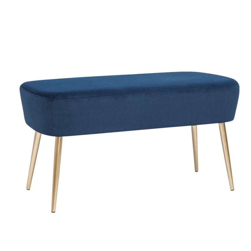 35" Velvet Bench Blue - Image 0