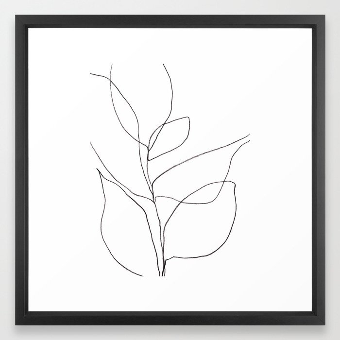 Minimalist Line Art Plant Drawing Framed Art Print - Image 0