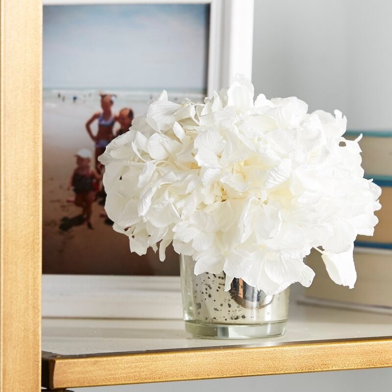 Mini Preserved Hydrangea Floral Arrangement in Vase - Image 0