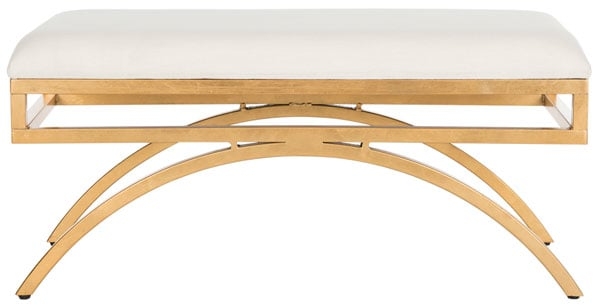 Moon Arc Linen Bench - Light Beige/Gold - Safavieh - Image 0