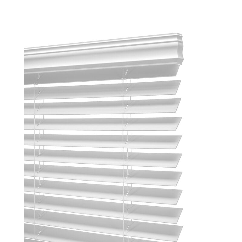 Cordless Room Darkening Fauxwood Snow White Venetian Blind - Image 1