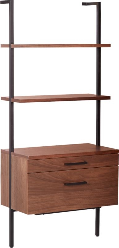 Helix 70" Walnut Bookcase with 2 Drawers - Image 6