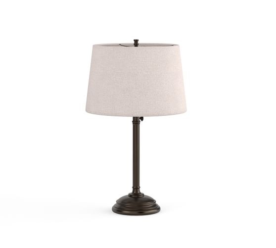 Chelsea Bedside Lamp &amp; Tapered Drum Linen Shade, Bronze/Flax Linen, Small - Image 0