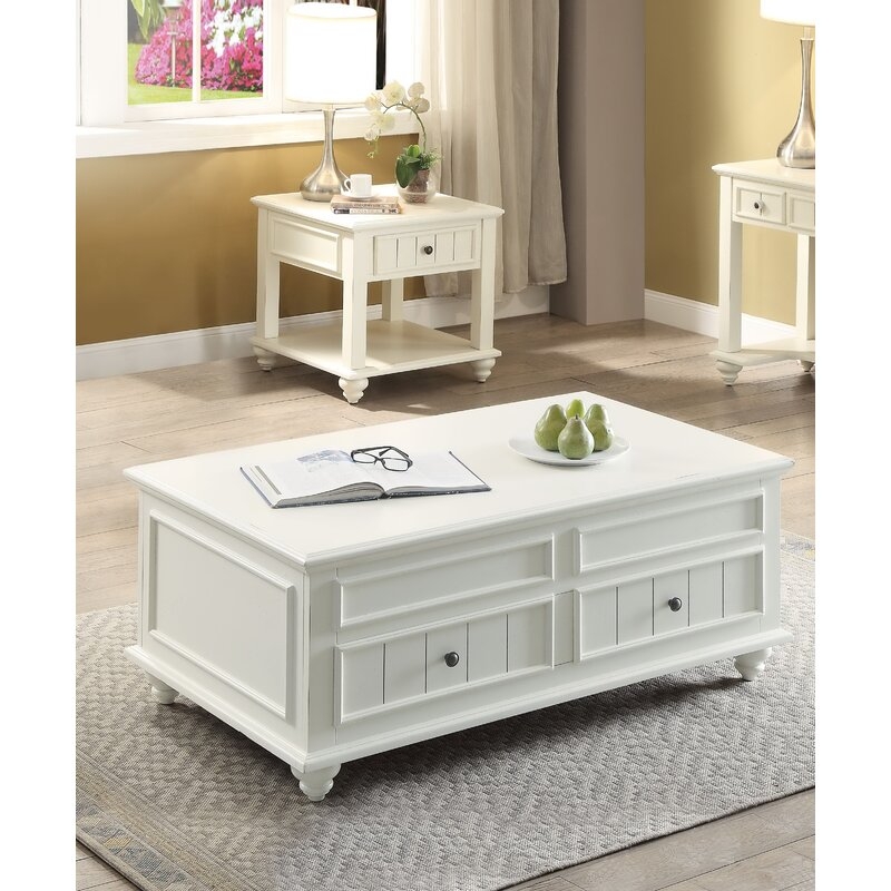 Sara Coffee Table with Lift Top - White - Image 1