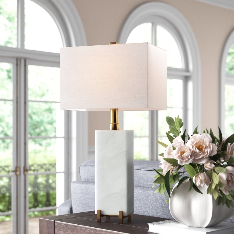 30" White Table Lamp - Image 0