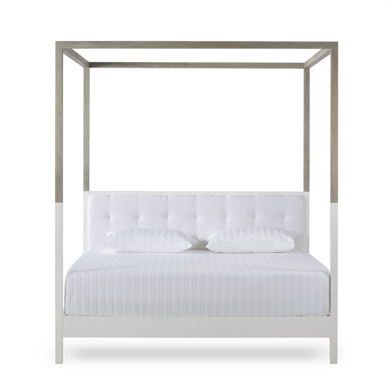 Sonder Living Oakland Upholstered Low Profile Canopy Bed - Image 1