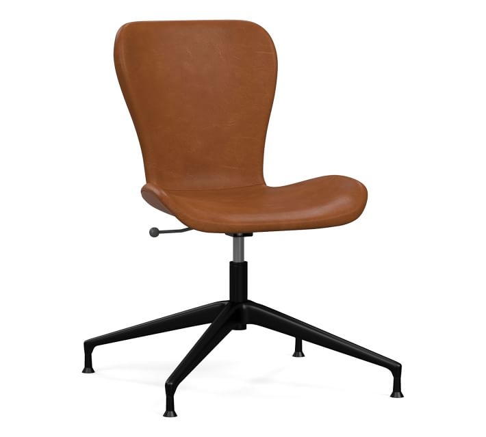 Burke Leather Swivel Desk Chair, Vintage Caramel Leather - Image 0