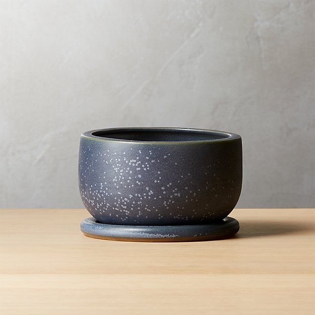 stella blue planter with saucer - Image 0