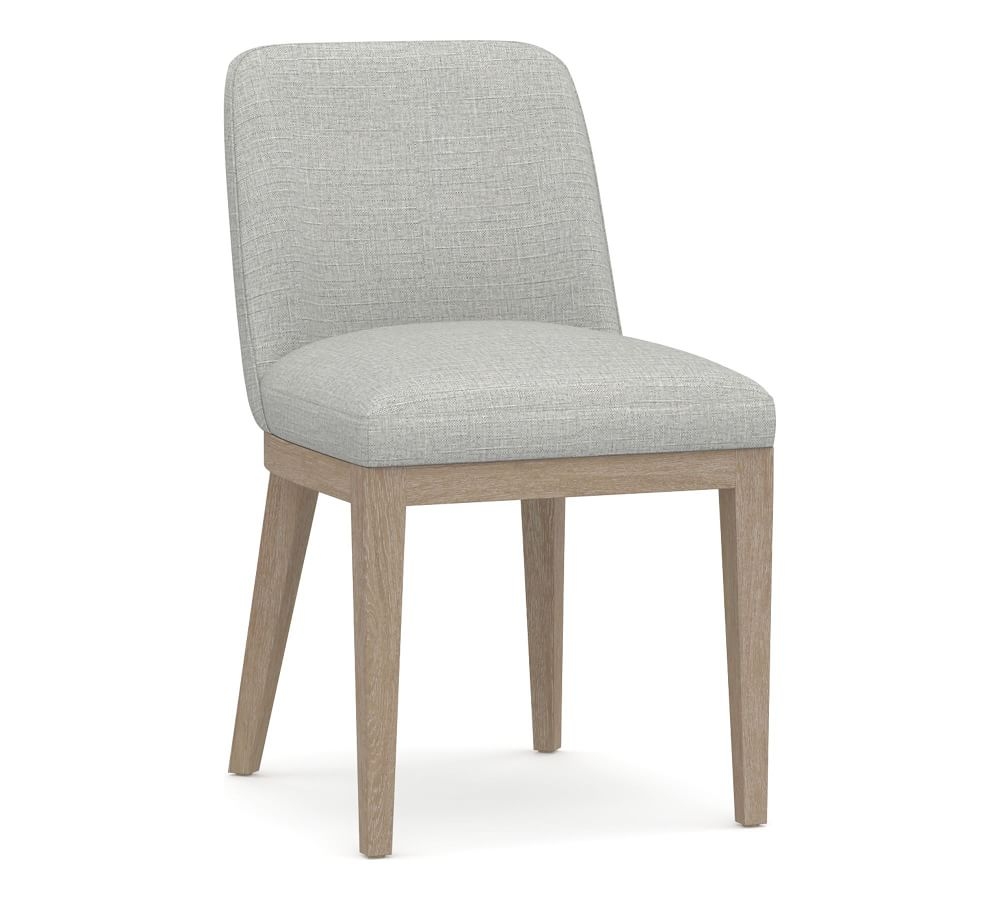 Layton Upholstered Dining Side Chair, Seadrift Leg, Basketweave Slub Ash - Image 0