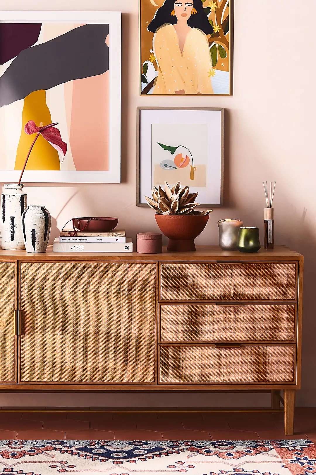 Wallace Cane and Oak Sideboard By Anthropologie in Beige - Image 9