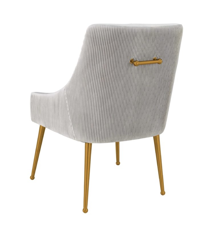 Beatrix Pleated Light Grey Velvet Side Chair - Silver Legs - Image 0