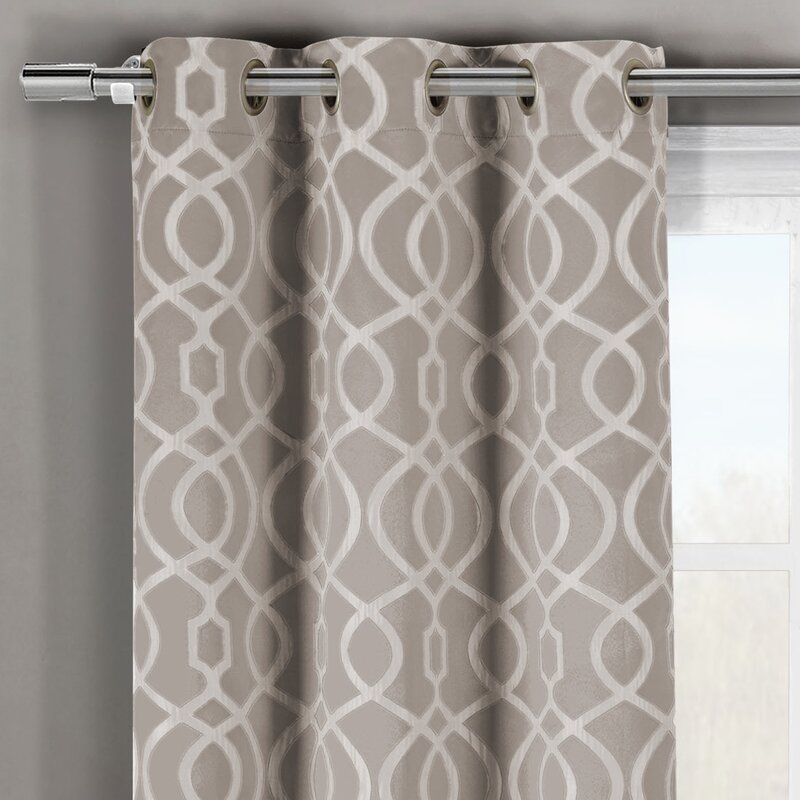 Higgenbotham Geometric Light Filtering Thermal Grommet Curtain Panels - Taupe - 96" - Image 0
