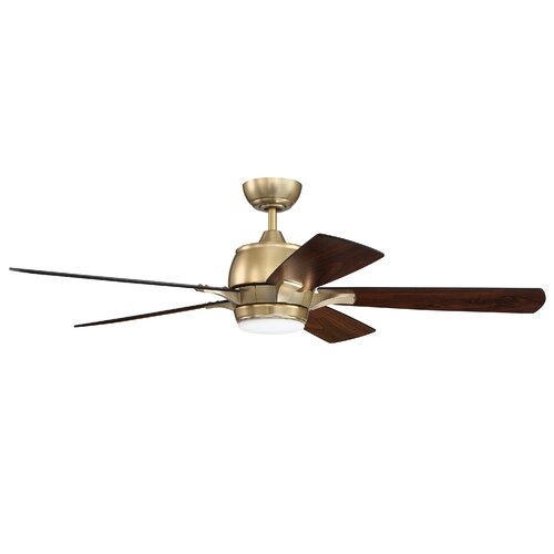 52" Sason 5 Blade LED Ceiling Fan with Remote, Light Kit Included - Image 1