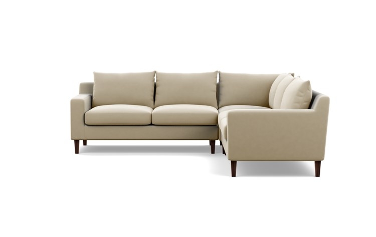 Sloan Corner Sectional Sofa - Drift Sunbrella - Oiled Walnut Tapered Square Wood Leg - 97" - Image 1