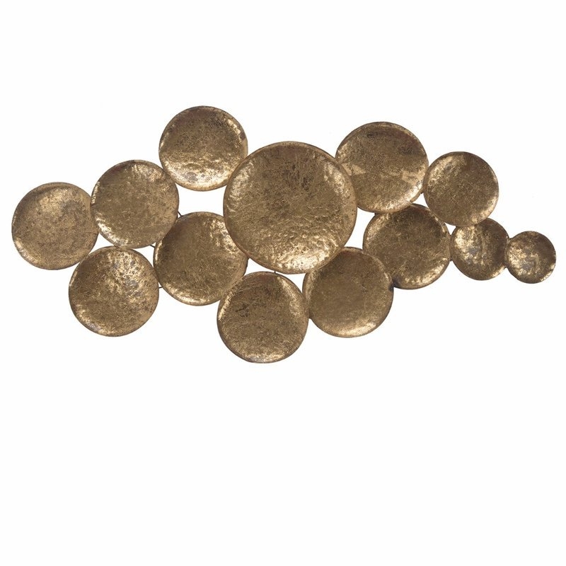 Circular Sculpture with Connected Antiqued Golden Circles Wall Décor - Image 0