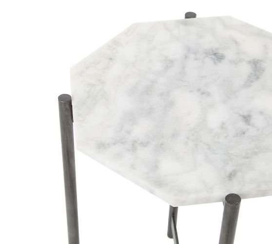 Montague Marble End Table, Ivory - Image 1