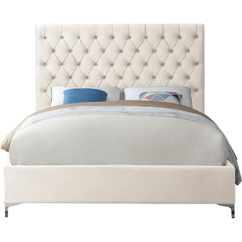 Dermott Upholstered Platform Bed - Cream King - Image 0