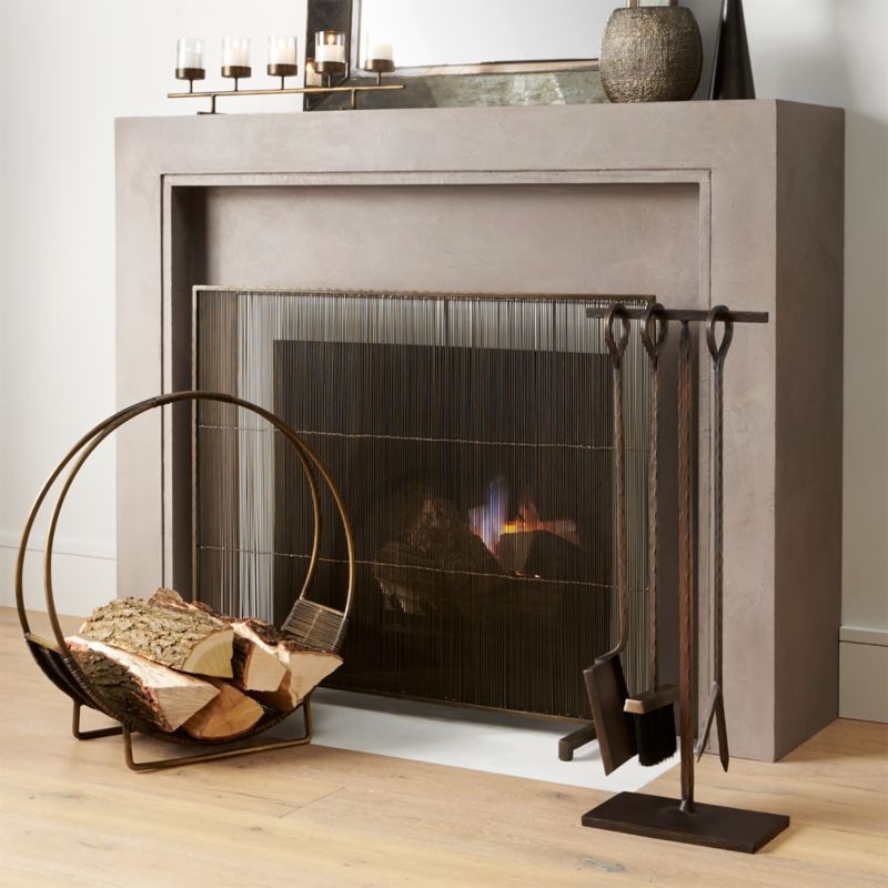 Antiqued Brass Fireplace Tool Set, Restock in early September, 2025. - Image 2