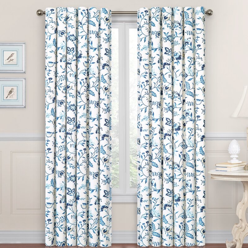 Carolina Crewel Floral Semi-Sheer Rod Pocket Window Single Curtain - Image 0