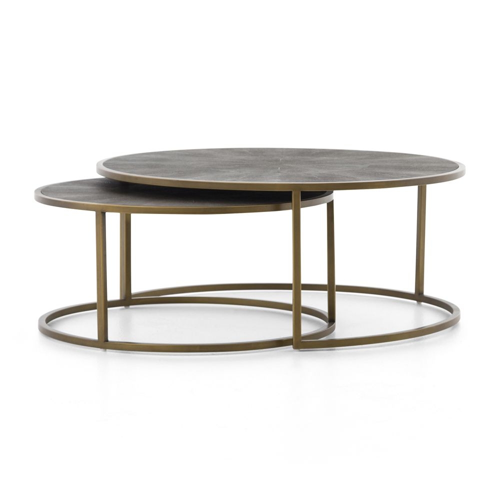 Shagreen Antique Brass Nesting Coffee Tables - Image 0