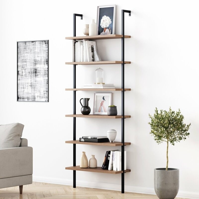 Kanissa 85'' H x 30'' W Steel Ladder Bookcase - Image 0